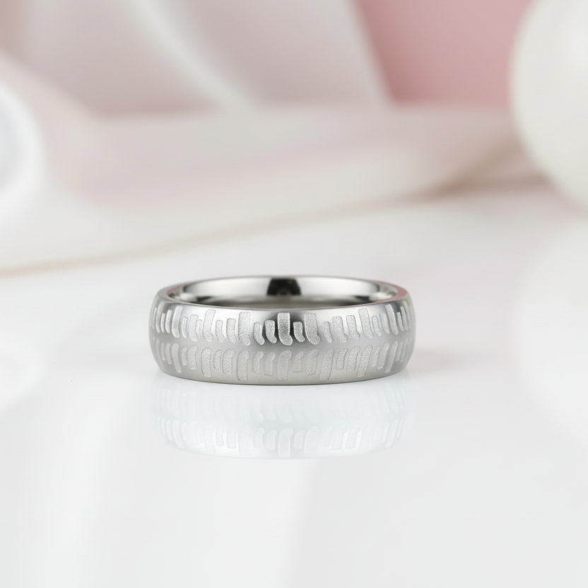 Men's 8mm Matte Titanium Wedding Band-Black Diamonds New York