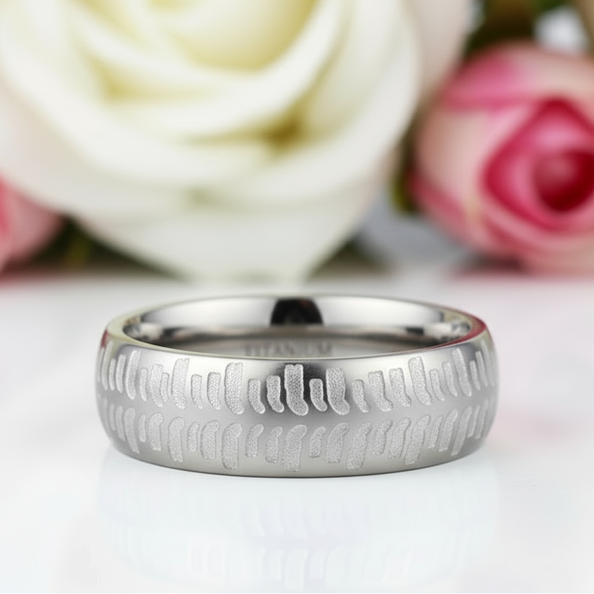 Men's 8mm Matte Titanium Wedding Band-Black Diamonds New York