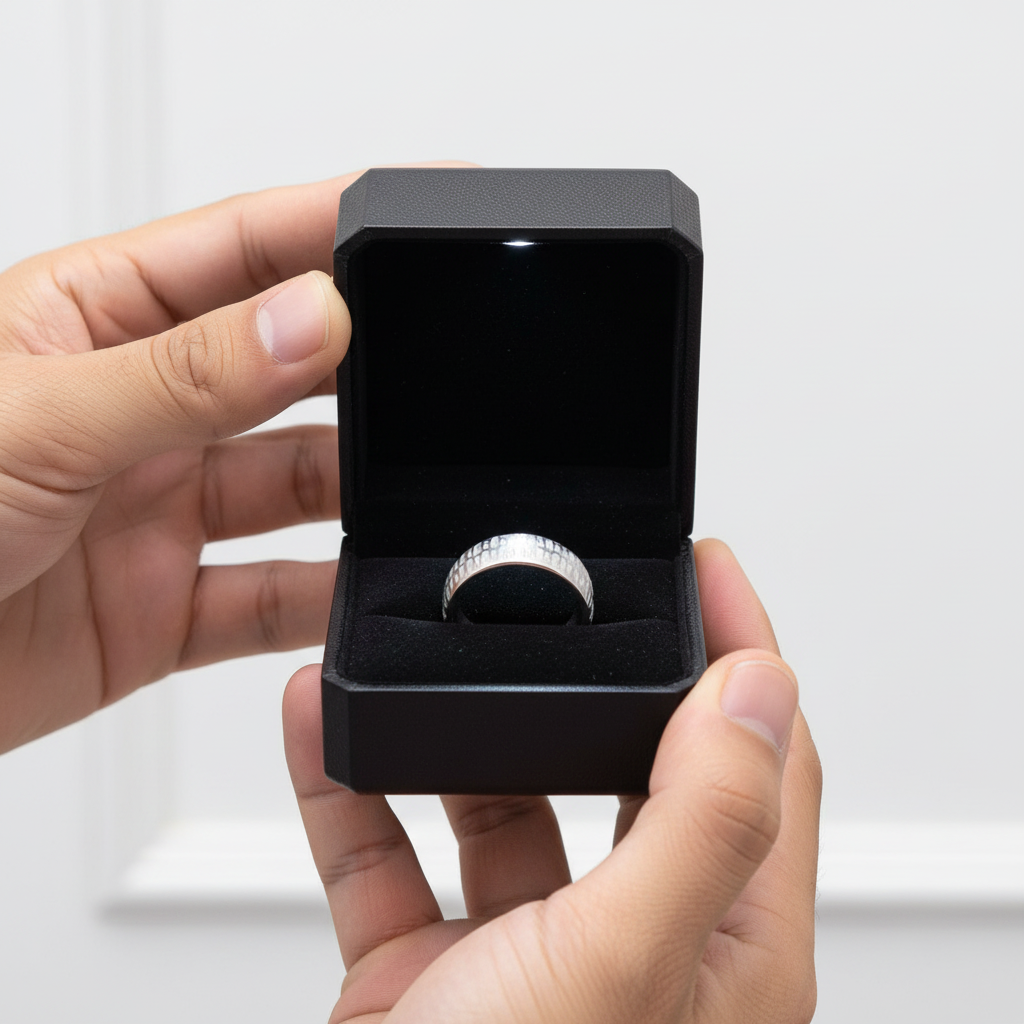 Men's 8mm Matte Titanium Wedding Band-Black Diamonds New York