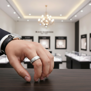 Men's 8mm Matte Titanium Wedding Band-Black Diamonds New York