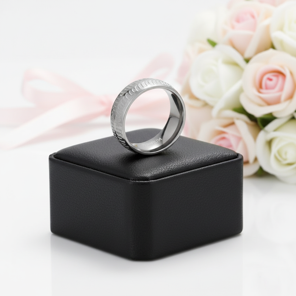 Men's 8mm Matte Titanium Wedding Band-Black Diamonds New York