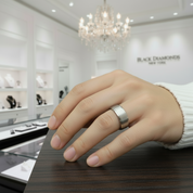 Men's 8mm Silver Tungsten Carbide Wedding Band-Black Diamonds New York