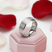 Men's 8mm Silver Tungsten Carbide Wedding Band-Black Diamonds New York