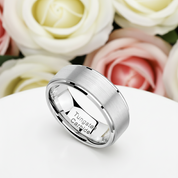 Men's 8mm Silver Tungsten Carbide Wedding Band-Black Diamonds New York