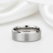 Men's 8mm Silver Tungsten Carbide Wedding Band-Black Diamonds New York