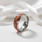 Men's 8mm Titanium Wedding Band with Wood Inlay-Black Diamonds New York