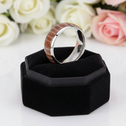 Men's 8mm Titanium Wedding Band with Wood Inlay-Black Diamonds New York