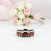 Men's 8mm Titanium Wedding Band with Wood Inlay-Black Diamonds New York