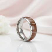 Men's 8mm Titanium Wedding Band with Wood Inlay-Black Diamonds New York
