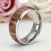 Men's 8mm Titanium Wedding Band with Wood Inlay-Black Diamonds New York