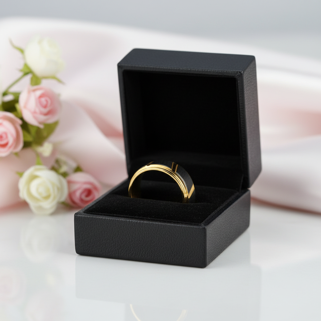 Men's 8mm Tungsten Carbide Luxury Wedding Band-Black Diamonds New York