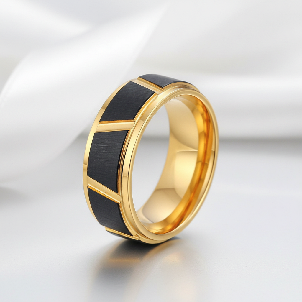 Men's 8mm Tungsten Carbide Luxury Wedding Band-Black Diamonds New York