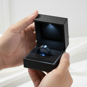 Men's 8mm Tungsten Carbide Wedding Band with Blue Line-Black Diamonds New York