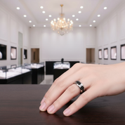 Men's 8mm Tungsten Carbide Wedding Band with Fiber Inlay-Black Diamonds New York