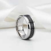 Men's 8mm Tungsten Carbide Wedding Band with Fiber Inlay-Black Diamonds New York