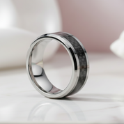 Men's 8mm Tungsten Carbide Wedding Band with Fiber Inlay-Black Diamonds New York