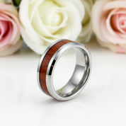 Men's 8mm Wooden Tungsten Wedding Band-Black Diamonds New York