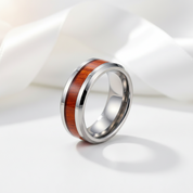 Men's 8mm Wooden Tungsten Wedding Band-Black Diamonds New York