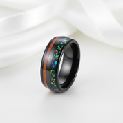 Men's Black Charm Rings 8mm Tungsten Carbide Wedding Band-Black Diamonds New York