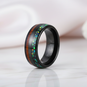 Men's Black Charm Rings 8mm Tungsten Carbide Wedding Band-Black Diamonds New York
