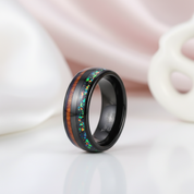 Men's Black Charm Rings 8mm Tungsten Carbide Wedding Band-Black Diamonds New York