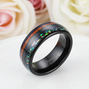 Men's Black Charm Rings 8mm Tungsten Carbide Wedding Band-Black Diamonds New York