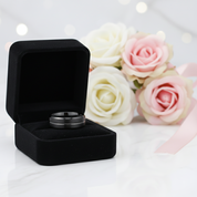 Men's Black Tungsten Carbide 8mm Wedding Band-Black Diamonds New York