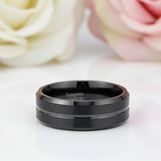 Men's Black Tungsten Carbide 8mm Wedding Band-Black Diamonds New York