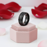 Men's Black Tungsten Carbide 8mm Wedding Band-Black Diamonds New York