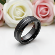 Men's Black Tungsten Carbide 8mm Wedding Band-Black Diamonds New York