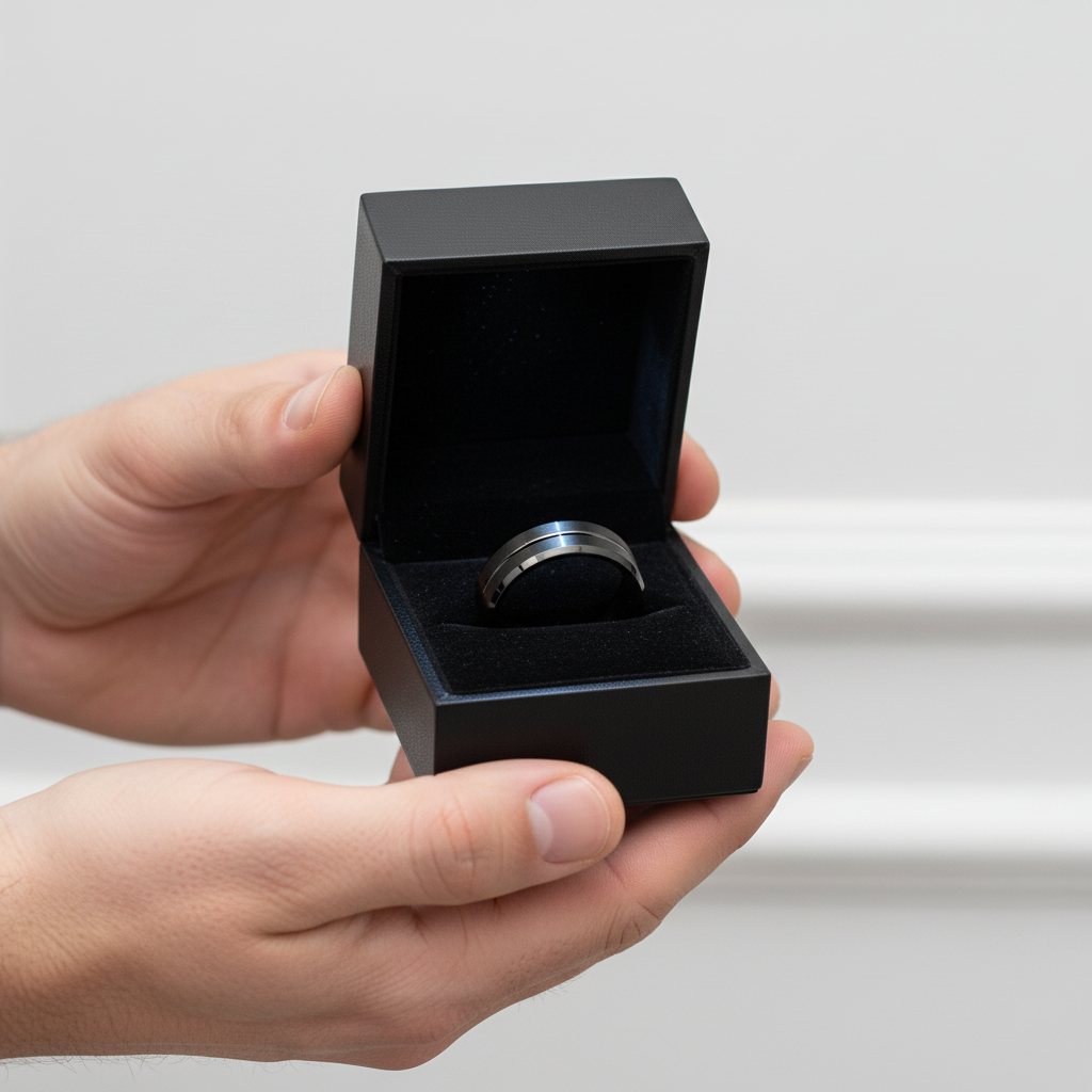 Men's Black Tungsten Carbide 8mm Wedding Band-Black Diamonds New York