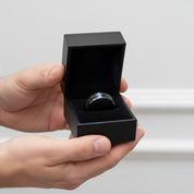 Men's Black Tungsten Carbide 8mm Wedding Band-Black Diamonds New York
