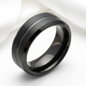 Men's Black Tungsten Carbide 8mm Wedding Band-Black Diamonds New York