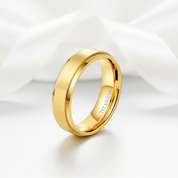 Men's Brushed Yellow Gold Titanium Wedding Band-Black Diamonds New York