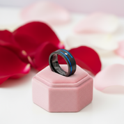 Men's Charm 8mm Black Tungsten Carbide Wedding Band-Black Diamonds New York