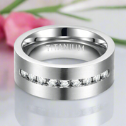 8mm Men's Diamond Titanium Wedding Band-Black Diamonds New York