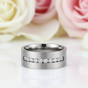 8mm Men's Diamond Titanium Wedding Band-Black Diamonds New York