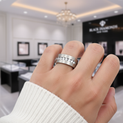 8mm Men's Diamond Titanium Wedding Band-Black Diamonds New York