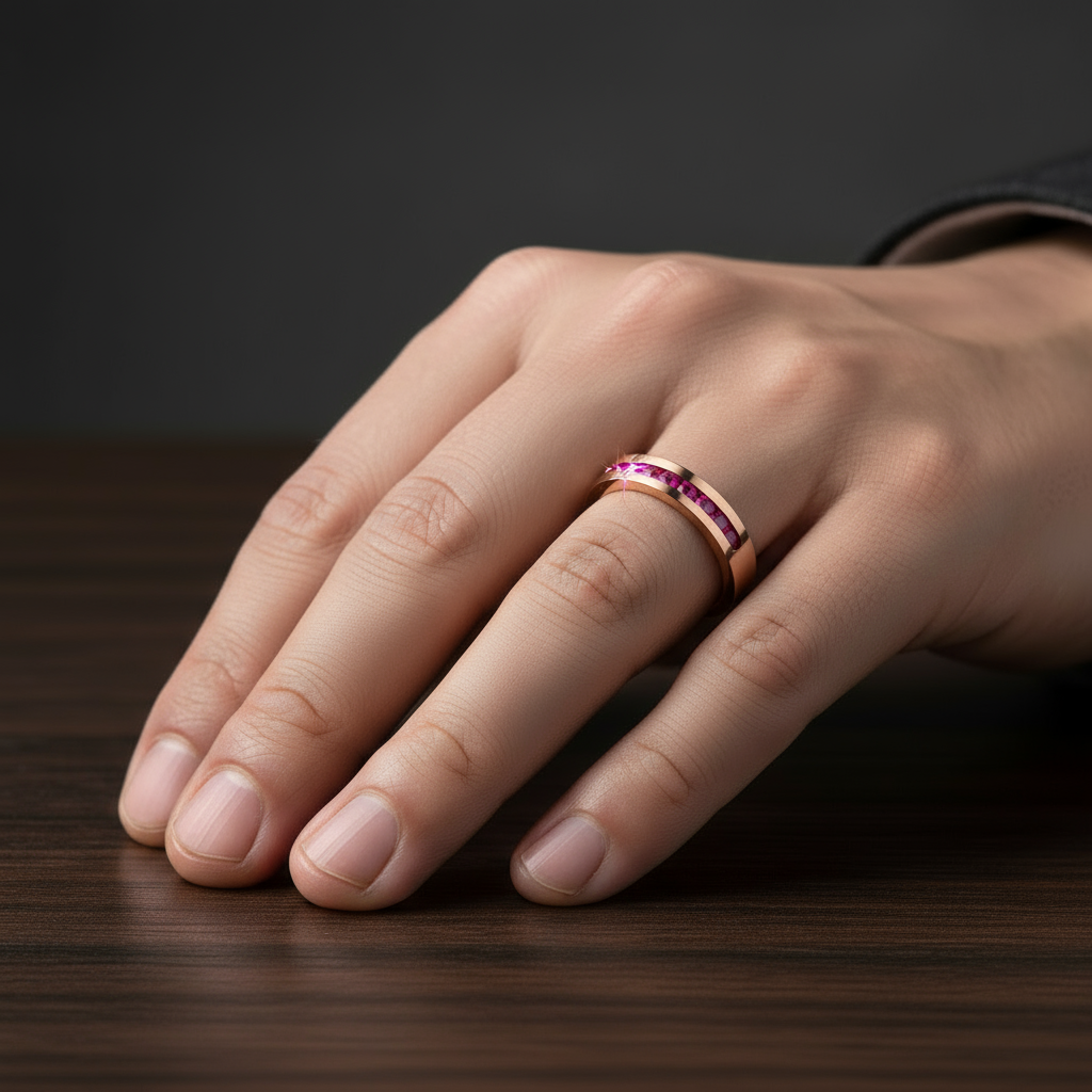 8mm Men's Diamond Titanium Wedding Band-Black Diamonds New York