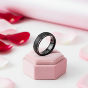 Men's Matte Black Dome Titanium Wedding Band-Black Diamonds New York