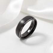 Men's Matte Black Dome Titanium Wedding Band-Black Diamonds New York