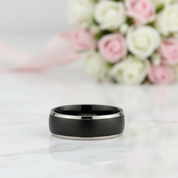 Men's Matte Black Dome Titanium Wedding Band-Black Diamonds New York