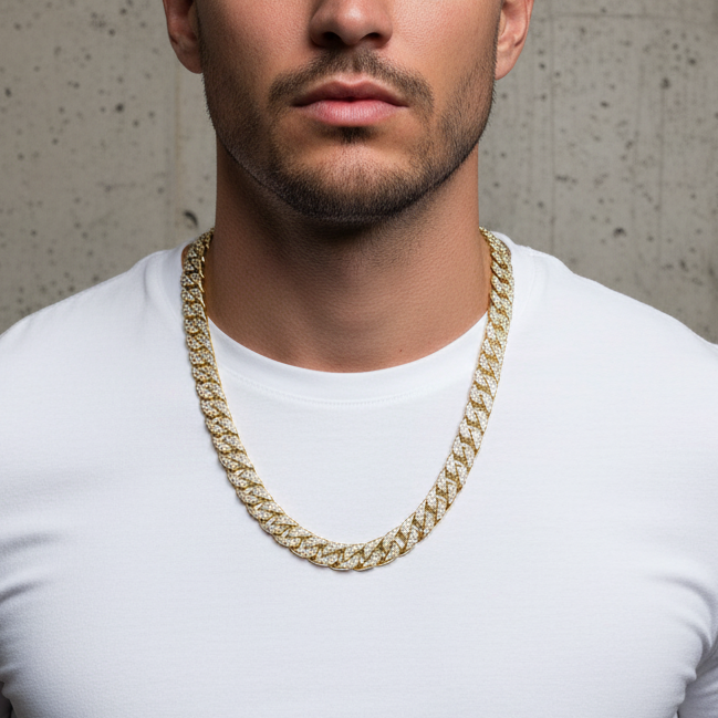 Men's Miami Cuban Link Chain Necklace-Black Diamonds New York