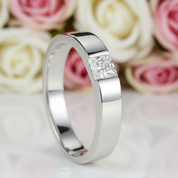 Princess Cut Clear Diamond Wedding Band-Black Diamonds New York