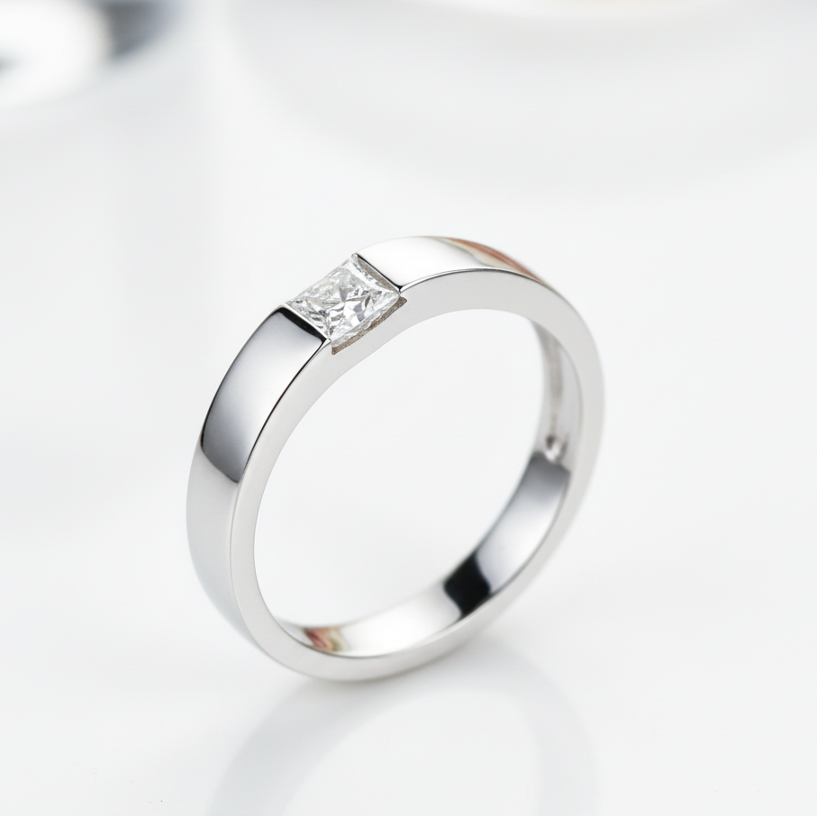 Princess Cut Clear Diamond Option Wedding Band-Black Diamonds New York