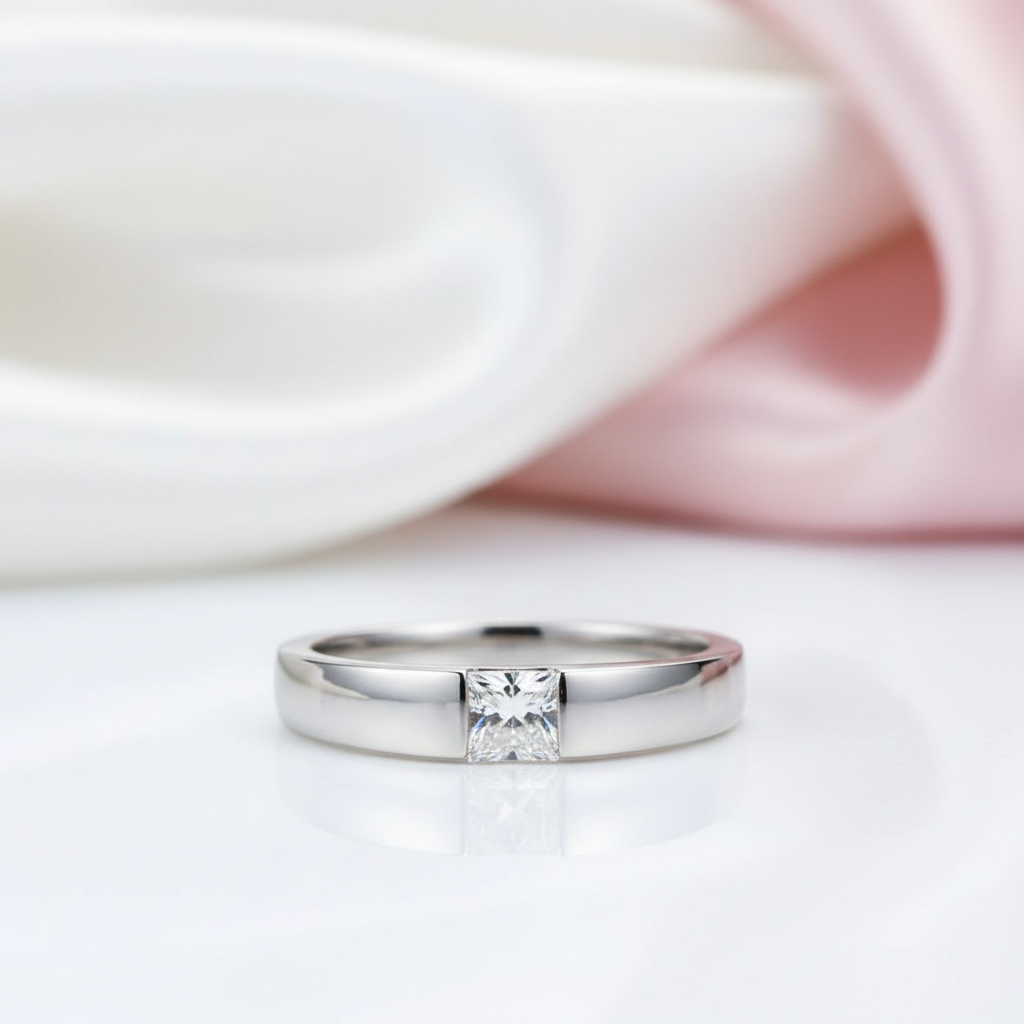 Princess Cut Clear Diamond Option Wedding Band-Black Diamonds New York