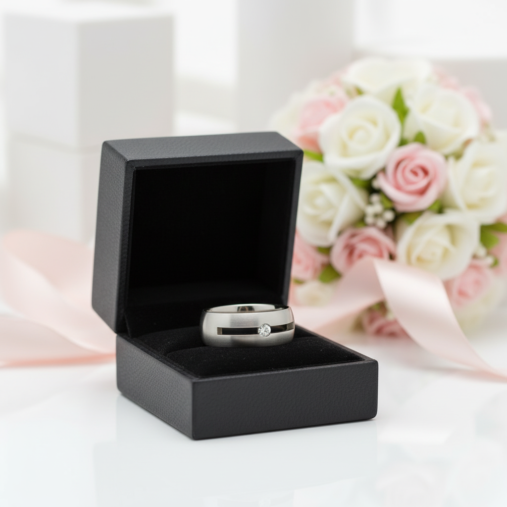 9mm Men's Ring Band with Round Diamond Option-Black Diamonds New York