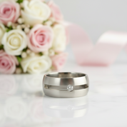 9mm Men's Ring Band with Round Diamond-Black Diamonds New York