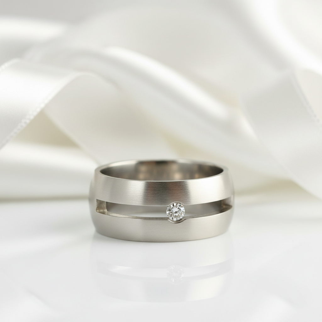 9mm Men's Ring Band with Round Diamond-Black Diamonds New York