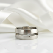 9mm Men's Ring Band with Round Diamond-Black Diamonds New York